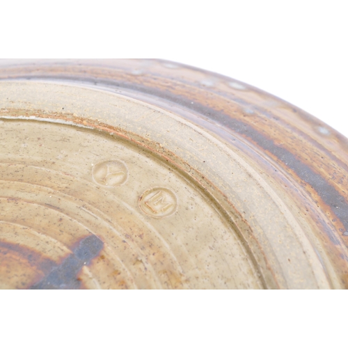 60a - Michael Leach - A vintage mid 20th century large Michael Leach studio pottery stoneware plate charge... 