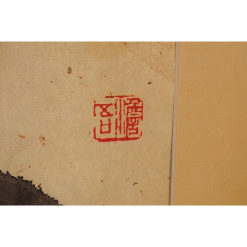 1041 - D. Chien - A 20th century Chinese print to depict a ink painting by D. Chien depicting a cat looking... 