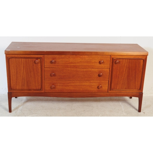 551 - Stonehill Furniture - A vintage mid 20th century teak wood sideboard credenza. Of rectangular form w... 