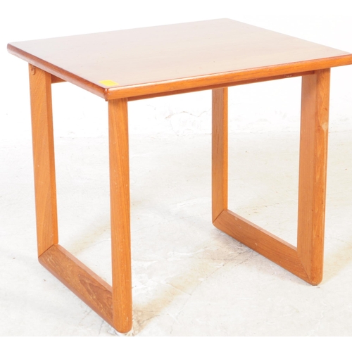 599 - A pair of retro mid 20th century teak occasional / side / coffee tables. Of square form with quadril... 