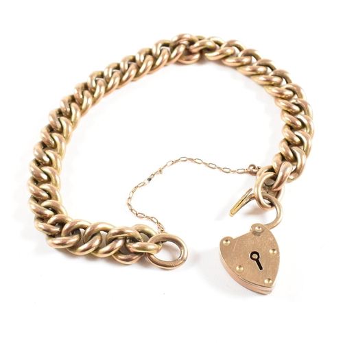 An Early 20th Century 9ct Gold Hollow Curb Link Chain Bracelet With 