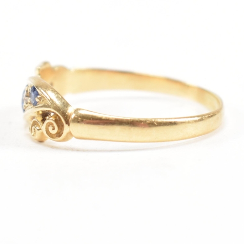 18 - An Edwardian hallmarked 18ct gold sapphire and diamond five stone ring. The ring set with alternatin... 