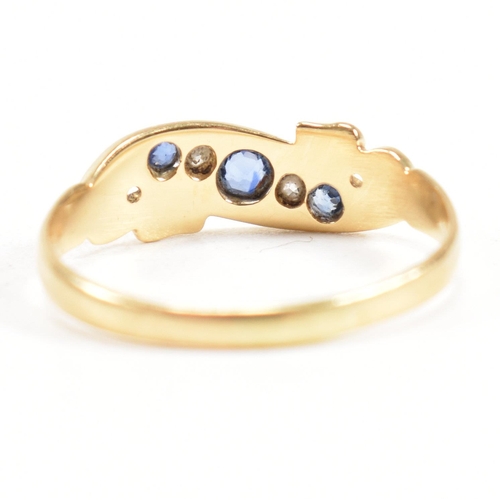 18 - An Edwardian hallmarked 18ct gold sapphire and diamond five stone ring. The ring set with alternatin... 