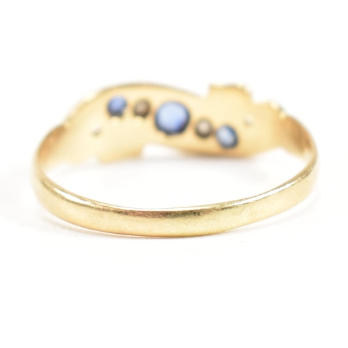 18 - An Edwardian hallmarked 18ct gold sapphire and diamond five stone ring. The ring set with alternatin... 