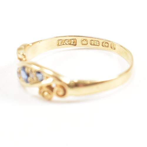 18 - An Edwardian hallmarked 18ct gold sapphire and diamond five stone ring. The ring set with alternatin... 