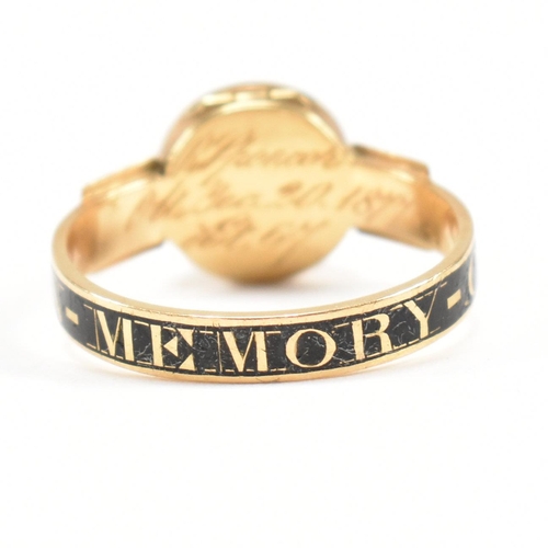 22 - A hallmarked 19th century Victorian 18ct memento mori locket ring. The ring having a hinged locket t... 