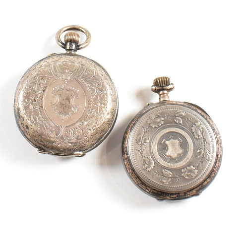 266 - Two silver pocket fob watches. A 935 pocket watch having three bear mark to the interior, winds but ... 