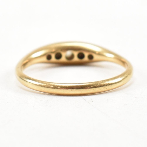 267 - A hallmarked 18ct gold and diamond five stone ring. The antique ring hallmarked Birmingham 1919. Wei... 