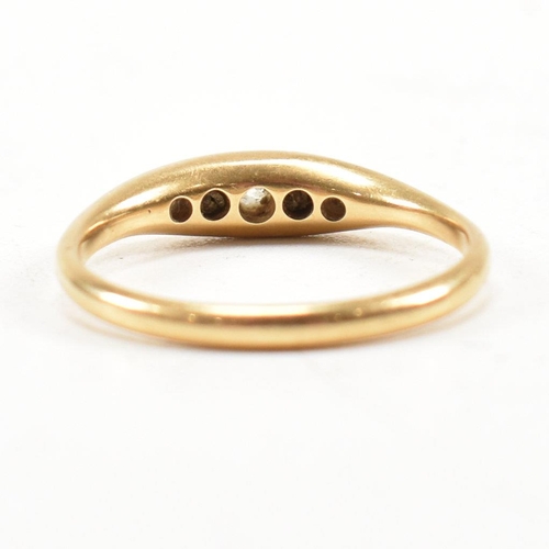 267 - A hallmarked 18ct gold and diamond five stone ring. The antique ring hallmarked Birmingham 1919. Wei... 