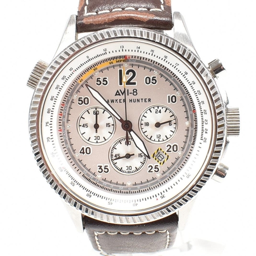 268 - An AVI-8 Hawker Hunter gentleman's chronograph wristwatch. The watch with white dial having date ape... 