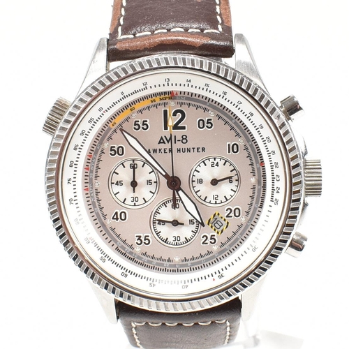 268 - An AVI-8 Hawker Hunter gentleman's chronograph wristwatch. The watch with white dial having date ape... 