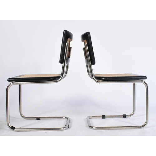 575a - A set of eight retro 20th century oak & chrome cantilever chairs. Each chair having oak seat frame p... 