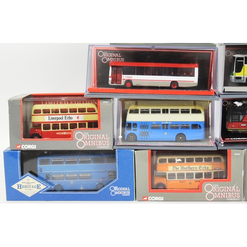 127 - Diecast - a collection of x15 Corgi Original Omnibus 1/76 scale boxed diecast model buses. Various c... 