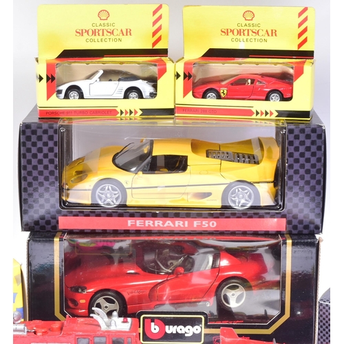 142 - Diecast - a collection of assorted boxed and loose diecast model cars of various scales and makers t... 