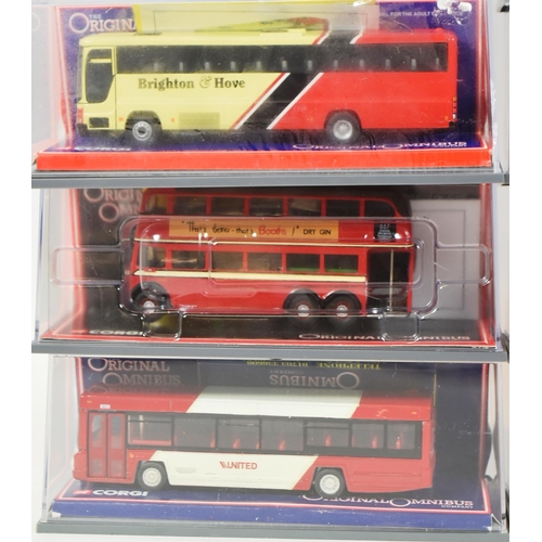 151 - Diecast - a collection of x15 Corgi Original Omnibus 1/76 scale boxed diecast model buses. Various c... 