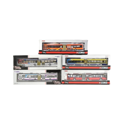 167 - Diecast - a collection of x5 Corgi / Wrightbus 1/76 scale boxed diecast model buses. Assorted compan... 