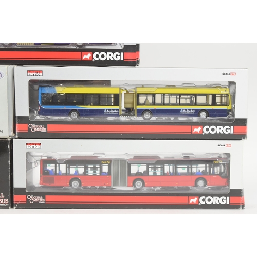 167 - Diecast - a collection of x5 Corgi / Wrightbus 1/76 scale boxed diecast model buses. Assorted compan... 