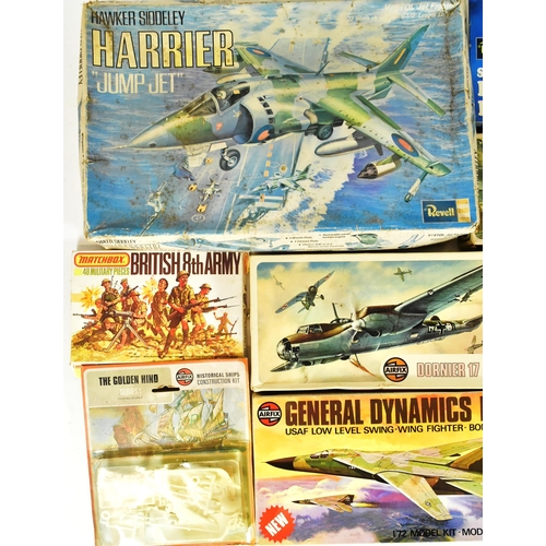 225 - Model Kits - a collection of vintage Airfix, Revell and Matchbox plastic model kits. Largely of avia... 