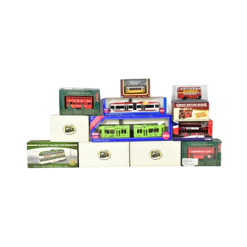 371 - Diecast - a collection of boxed diecast models of Bus and Tram interest to include; Corgi, Siku, Hon... 