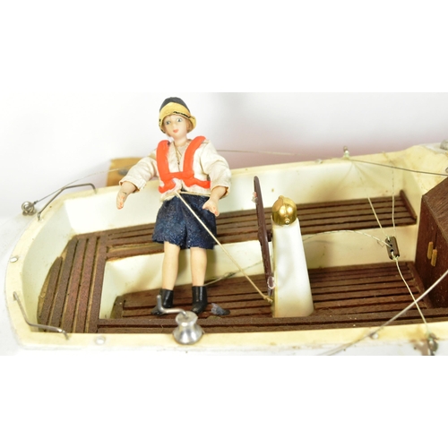 398 - My Lady II Of Bristol - vintage RC Radio Controlled pond yacht. ABS hull in red and white, with a we... 