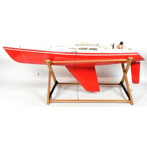 398 - My Lady II Of Bristol - vintage RC Radio Controlled pond yacht. ABS hull in red and white, with a we... 