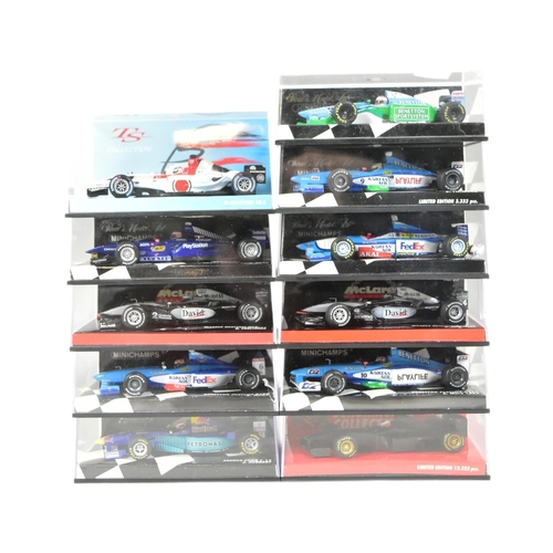 48 - Diecast - a collection of Minichamps 1/43 scale diecast Formula One racing cars to include; Benetton... 