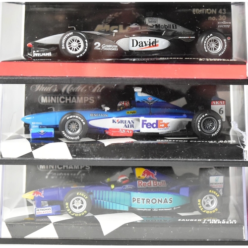 48 - Diecast - a collection of Minichamps 1/43 scale diecast Formula One racing cars to include; Benetton... 