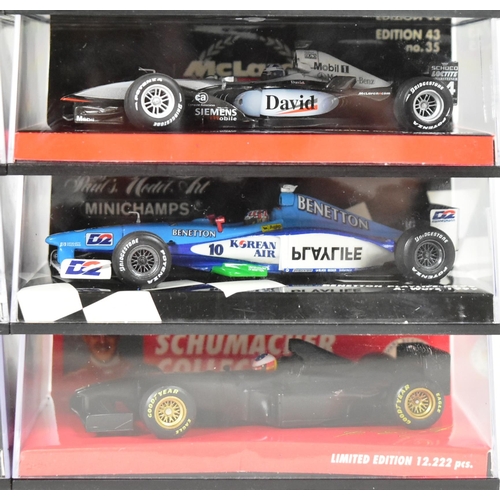 48 - Diecast - a collection of Minichamps 1/43 scale diecast Formula One racing cars to include; Benetton... 