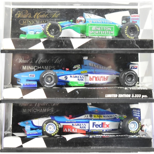 48 - Diecast - a collection of Minichamps 1/43 scale diecast Formula One racing cars to include; Benetton... 