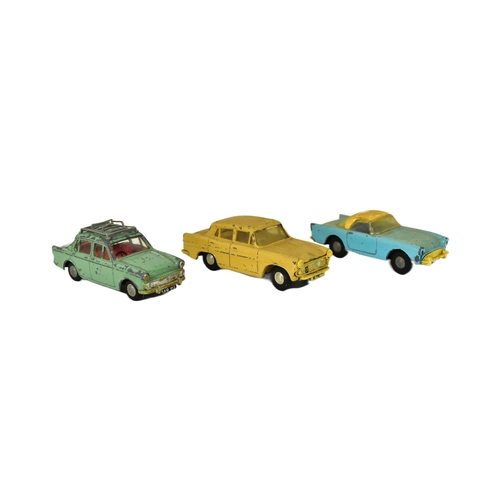 92 - A collection of x3 vintage Triang / Tri-ang Spot On 1/42 scale diecast model cars comprising Austin ... 