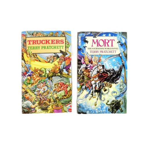 403 - Sir Terry Pratchett (1948-2015) - Author - Truckers (1992 reprint paperback) and Mort (1988 Corgi Ed... 