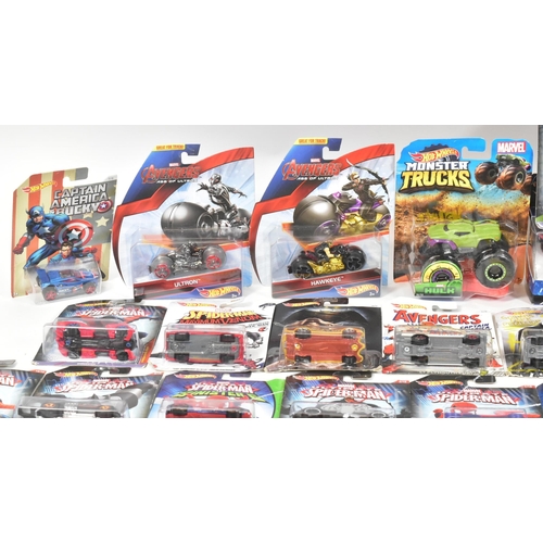 412 - Hot Wheels - a collection of Mattel made Hot Wheels diecast Marvel and DC Universe superhero models ... 