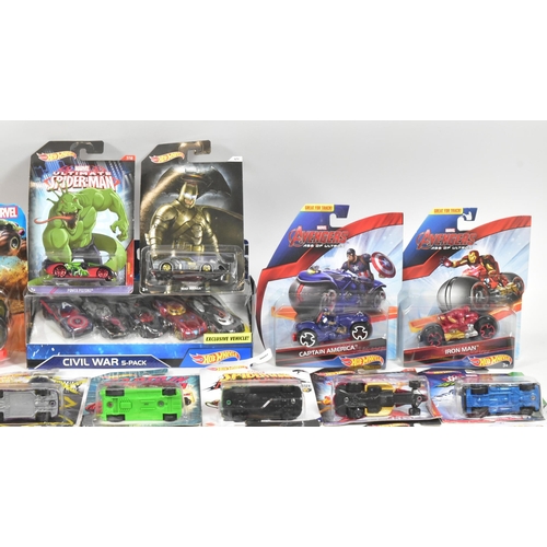 412 - Hot Wheels - a collection of Mattel made Hot Wheels diecast Marvel and DC Universe superhero models ... 