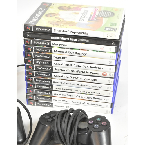 421 - Retro Gaming - an original Sony Playstation PS2 gaming bundle comprising console, PS2 slimline, cont... 