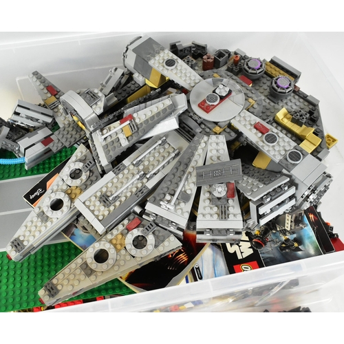 430 - Lego - a large collection of assorted loose Lego bricks, part built Millennium Falcon 75105 and mini... 