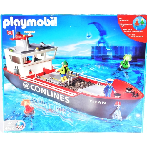 521 - Playmobil - x2 early 2000s Playmobil sets comprising 4470 Harbour Crane and 4472 Conlines Cargo Ship... 