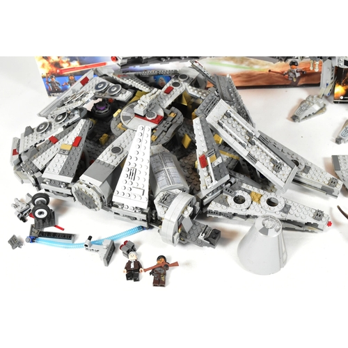 605 - Lego - a collection of x3 Lego Star Wars sets comprising; 75105 Millennium Falcon, 75153 AT-ST Walke... 