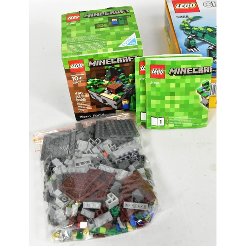 627 - Lego - x2 original Lego sets comprising 9441 Ninjago Kai's Blade Cycle, Minecraft 21102 The Forest, ... 