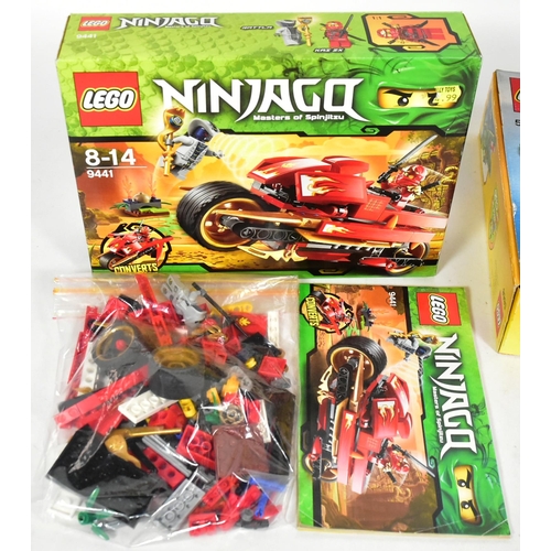 627 - Lego - x2 original Lego sets comprising 9441 Ninjago Kai's Blade Cycle, Minecraft 21102 The Forest, ... 