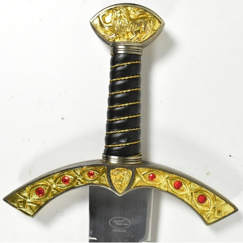 576 - Knights of the Round Table - a replica Sir Lancelot replica Arondight sword with a gilt Lions head p... 