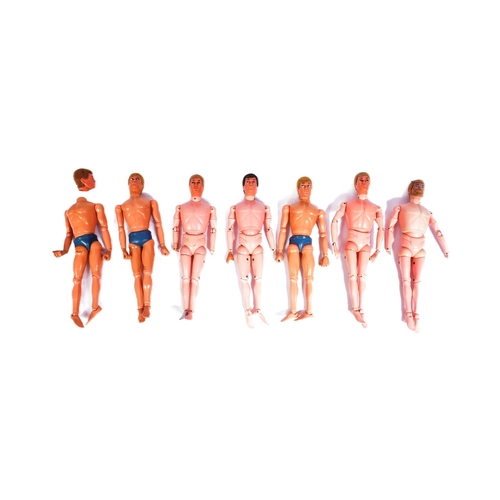 586 - Action Man - a collection of x7 vintage Palitoy Action Man undress figures. Flock haired examples wi... 