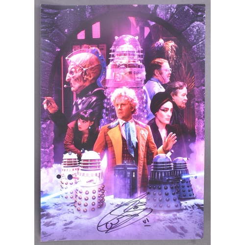 503 - Doctor Who - Colin Baker (Sixth Doctor) - Revelation Of The Daleks - autographed A3 colour montage p... 