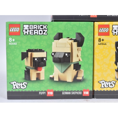 508 - Lego - x3 factory sealed Lego Brickheadz sets comprising; 40440 German Shepherd & Puppy, 40544 Frenc... 