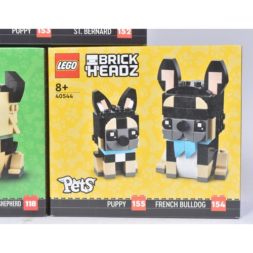 508 - Lego - x3 factory sealed Lego Brickheadz sets comprising; 40440 German Shepherd & Puppy, 40544 Frenc... 