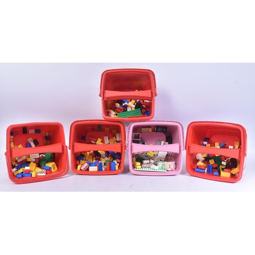 513 - Lego - a collection of vintage Lego brick buckets / play buckets comprising; 1884 (x3), 2195 and 345... 