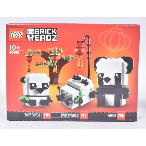 515 - Lego - x2 factory sealed Lego Brickheadz sets comprising; 40540 Lion Dance Guy and 40466 Pandas, Bab... 