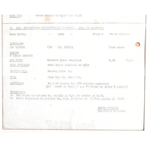 670 - Star Wars - The Empire Strikes Back (1980) - an original production used call sheet from the movie. ... 