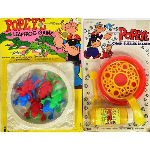 759 - Popeye - a collection of x8 vintage 1980s carded / rack pack toys of Popeye interest to include; bub... 