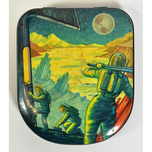 767 - Space / Science Fiction - x2 vintage c1950s Edward Sharp & Sons toffee tins with a litho-printed spa... 