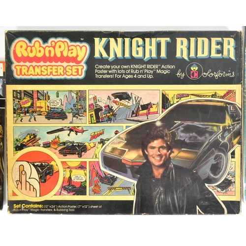 781 - Knight Rider - a collection of x3 vintage 1980s toys / merchandise to include: Colorforms ' Rub N'Pl... 